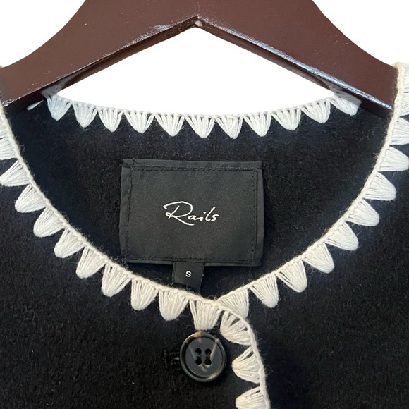 NWT Rails Melanie Jacket Wool Embroidered Overcoat Black Sz S - Picture 7 of 16